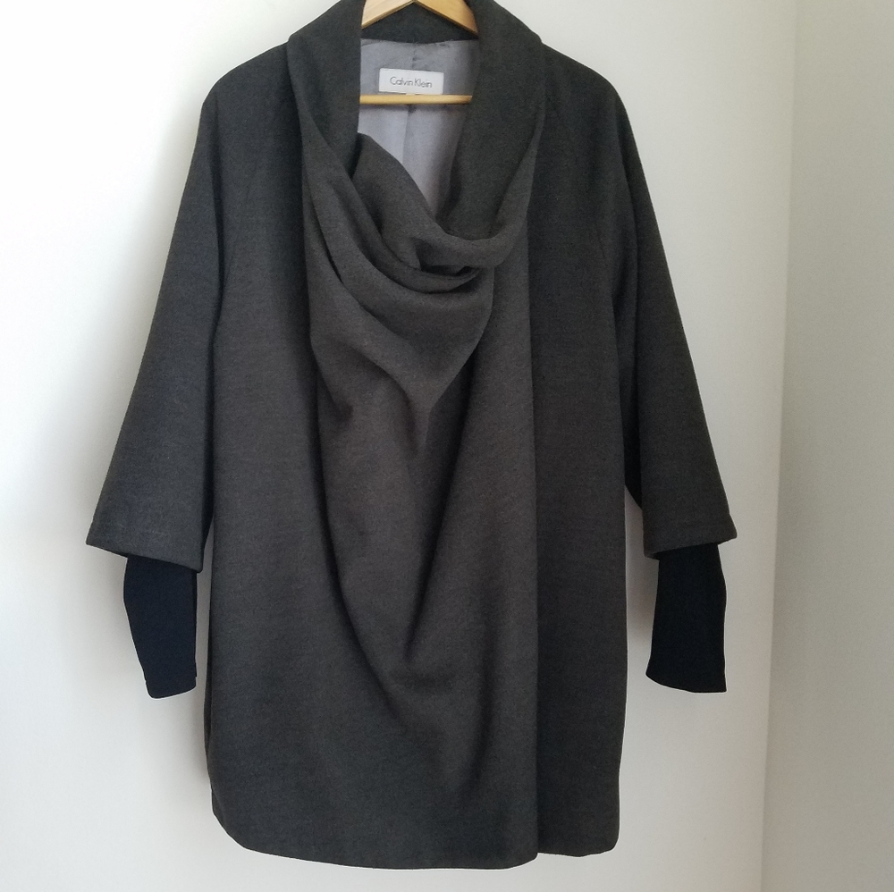 SOLD! Calvin Klein Wrap Drape Coat - Picture 2 of 7